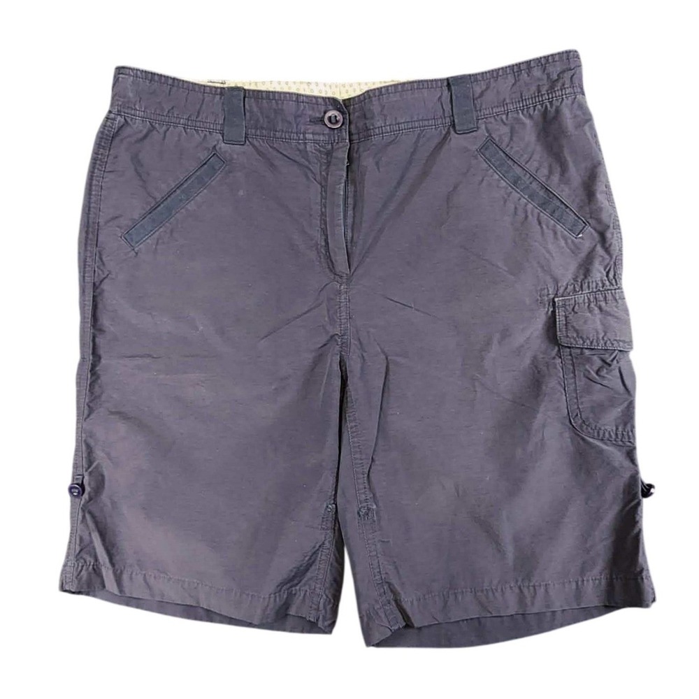 Lands End Shorts Women 14 Blue Cargo Utility Cotton Casual Outdoor